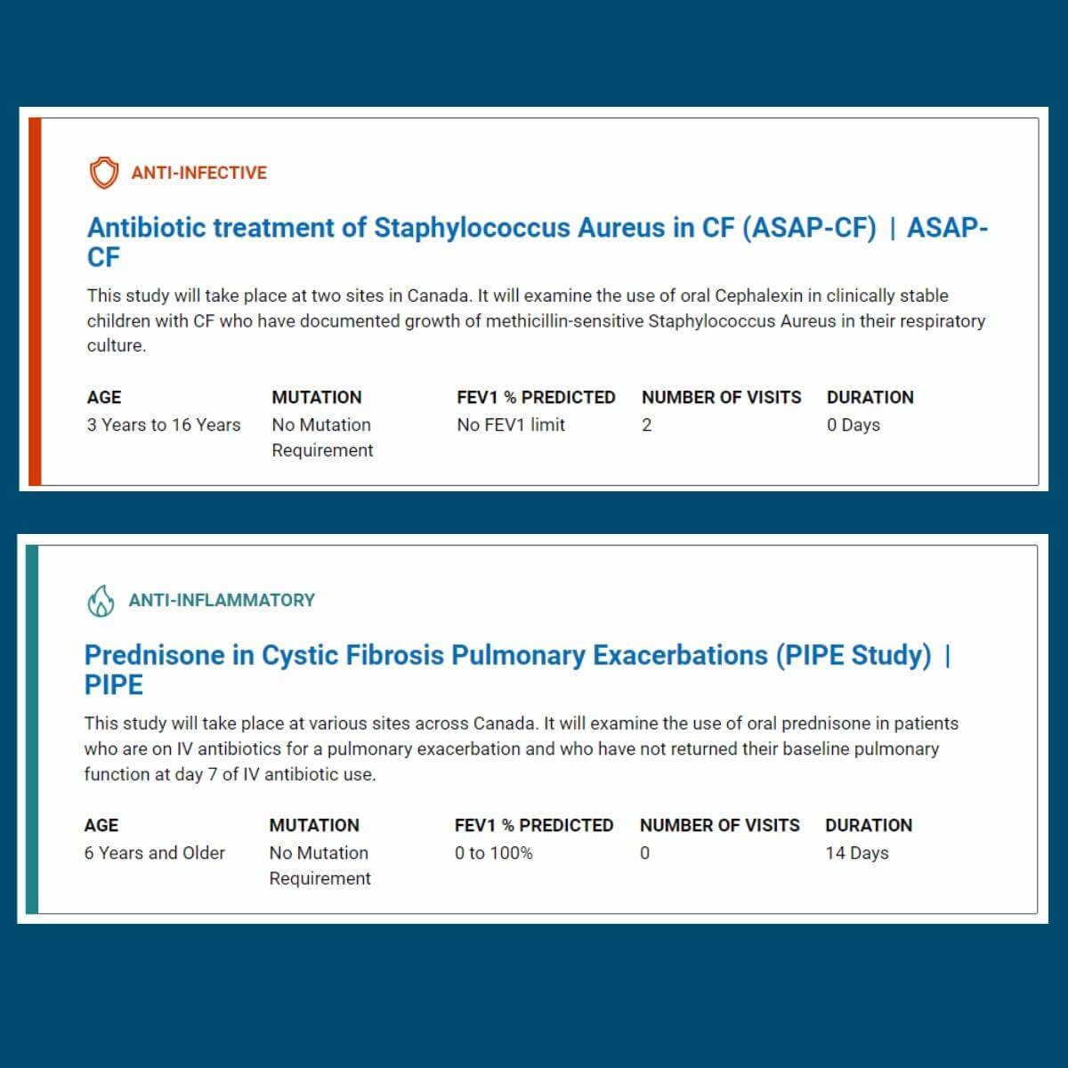 CLINICAL TRIAL FINDER interface